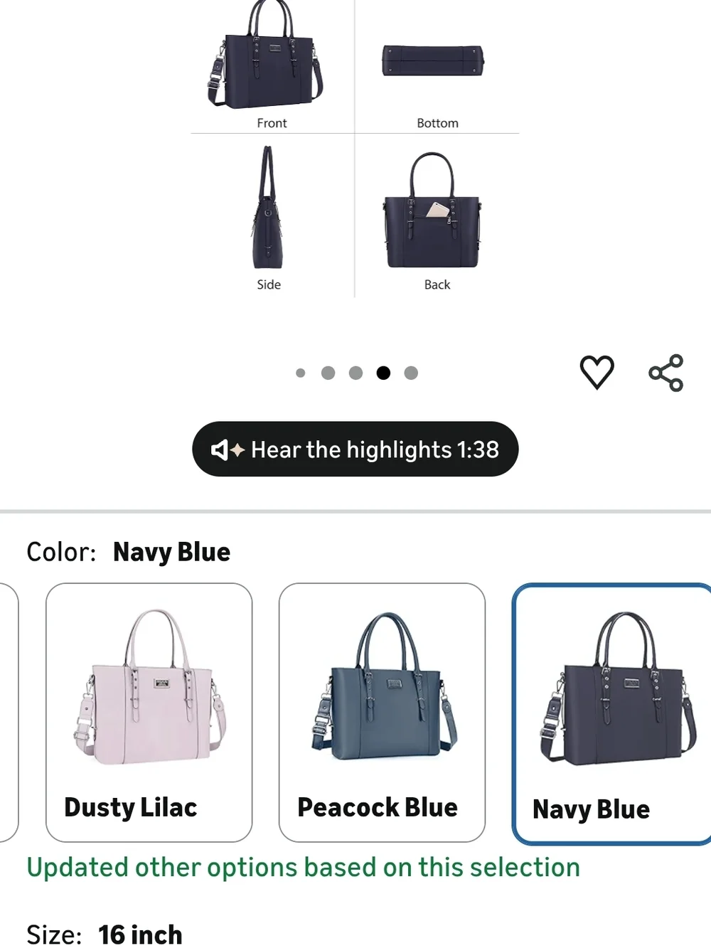 Stylish Navy Laptop Tote Bag